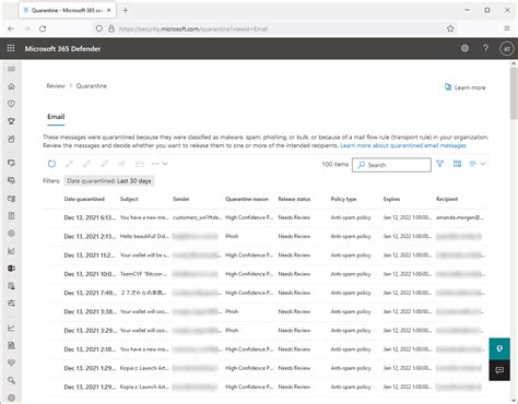 Check Office 365 quarantined emails .